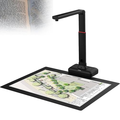 A2 Overhead Document Scanner, escáner de documentos, 23MP de alta resolución, incorporado en la luz LED de alto brillo, Auto aplanar y tecnologías de eliminación de huellas dactilares, para tarjetas