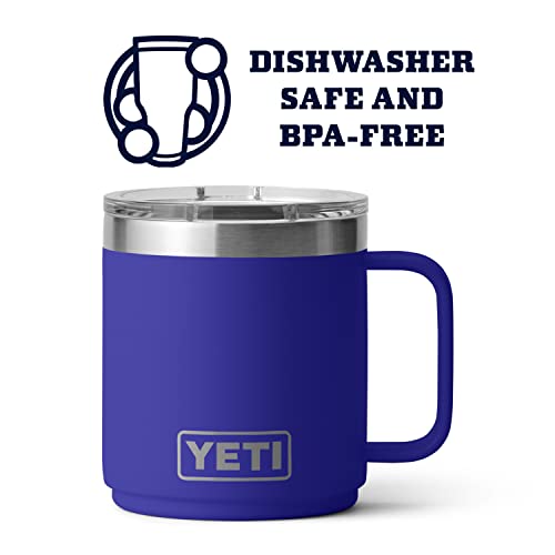 Image of YETI Rambler 10 oz Stackable Mug, Vacuum Insulated, Stainless Steel with MagSlider Lid, Offshore Blue