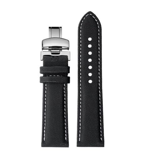 [X] 20 21m 22mm NCbN[X Fit For Meidu M005 M021 ɓK For Seiko IK t@Co[iC vXgbv ubN IW voh Y ANZT[(Black White sil