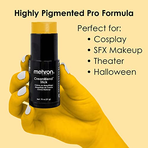 Image of Mehron Makeup CreamBlend Stick | Face Paint, Body Paint, & Foundation Cream Makeup | Perfect for Halloween .75 oz (Yellow) | Made in the USA