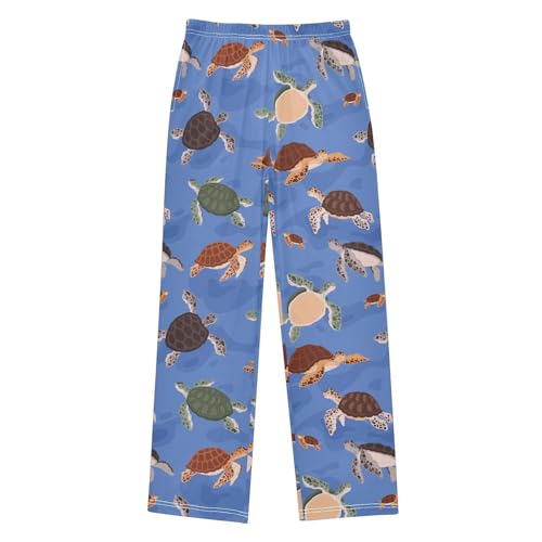 Cute Turtles Boys Long Pants Soft Trousers Elastic Waist Kids Lounge Bottoms with Pockets S-XL
