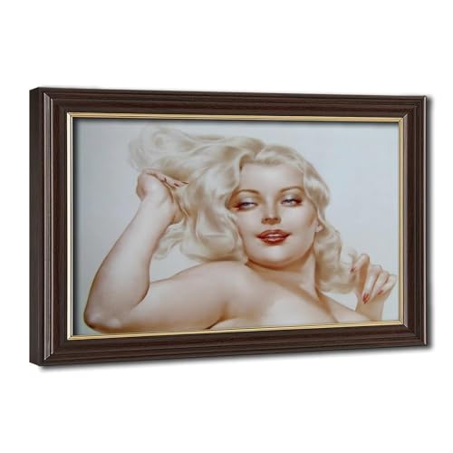 Poster Alberto Vargas blondie pin-up sur toile pour salon cadre à suspendre inclus