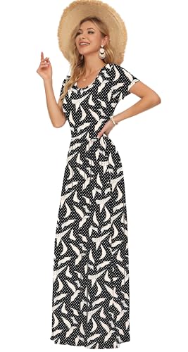 Image of AUSELILY Women's Classic Short Sleeve Loose Plain Casual Long Maxi Dresses for Women 2026