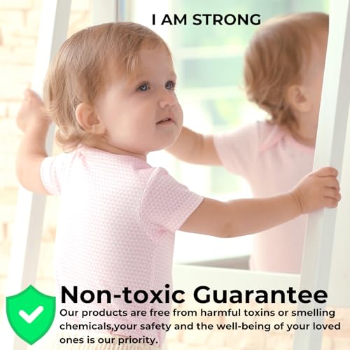 Image of I AM Strong Self-Affirmation Mirror Decal, Positive Meditation Vinyl Sticker, Motivational Wall & Mirror Sticker, Safe for Kids & Teens, Empowering Bathroom Decor for Girls - 5.5 * 23.5cm