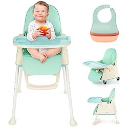 Tronas Bebé Hiperbebé Tronas de Bebe con Babero Silicona - Trona de Bebe Evolutiva hasta 25kg - Silla de Comer para Bebe 87,5x60x53 cm (AZUL)