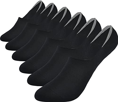 Marchare Women No Show Socks Lofer Invisible Low Cut 5-8 Flat Boat Line Socks With Non-Slip Black 6 Pairs #TOP26