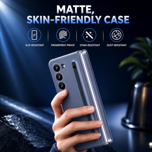Image of TechTrendz PC Ultra Slim Premium Case For Samsung Galaxy Z Fold 7 Case With Built In Screen Protector With Compact S Pen Holder & Storage Slot,Protective Phone Case For Z Fold 7 Back Cover-Dark Grey