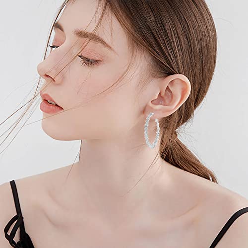 Extra Large Hoop Earrings For Women Women's Earrings Fashion Earrings Stainless Steel Heart Chunky (Silver-B, One Size) #TOP3