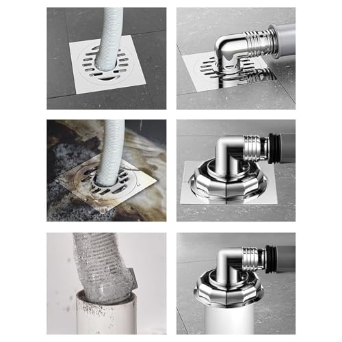 Image of Bathroom Floor Drain Connector | Water Drain Anti Core Overflow Elbow Outlet Pipe Connector for Washing Machine | Backflow Preventer Drainer (L-Shape Coupling)