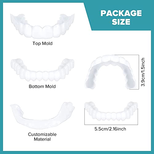 Fake Teeth, 2 Pcs Veneers Dentures Socket For Women And Men, Dental Veneers For Temporary Tooth Repair Upper And Lower Jaw, Protect Your Teeth And Regain Confident Smile, Bright White #TOP3