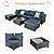 HTTH 7 Piece Patio Furniture Outdoor Rattan Furniture Sofa Wicker Conversation Set Sectional Furniture -All Weather Garden Sofa Couches Set |Patio, Backyard, Pool (Navy, with Table)