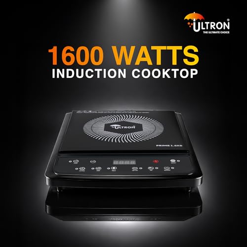 Image of Ultron Induction Cooktop 1600W | Electric Induction Cooktop for Home | Waterproof Matte finished Ceramic | Preset Indian Menu | Auto Shut-Off & Overheat Protection | Energy Efficient Cooking
