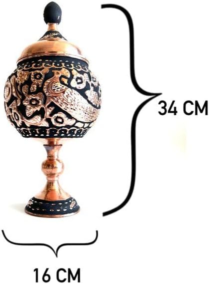 Handmade Copper Sugar Chocolate Candy Bowl with Stand, Serving Dish with Lid Sugar Container, Sugar Dish with Lid, Salt Bowl, Sugar Holder for Coffee Bar (Gultas Big Bowl) (Copper)