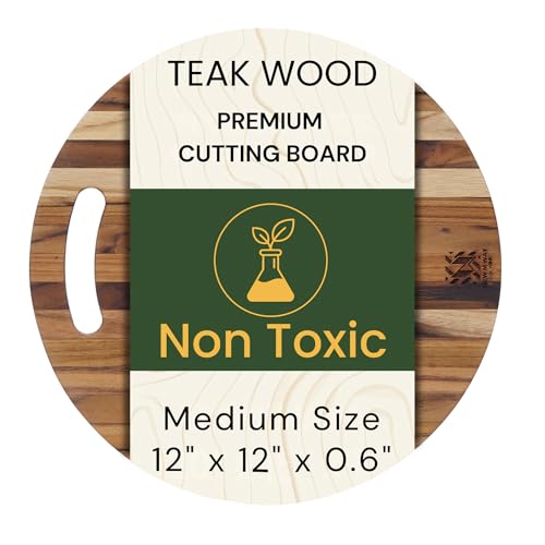 Tabla de cortar redonda de madera de teca 30.5 cm miniatura 1