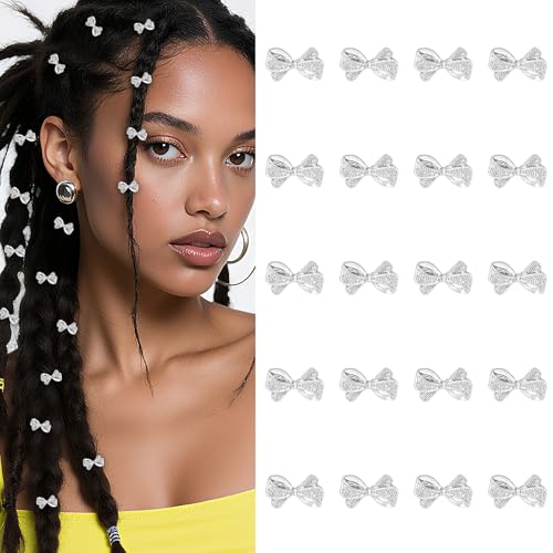 Pinzas de cabello con lazo plateado mini 20 piezas miniatura 1
