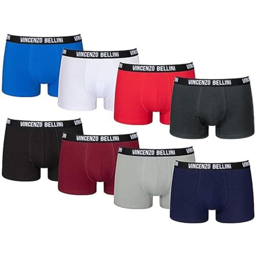 Photo de Vincenzo Bellini Lot de 8/12 boxers Hipster, sous-vêtements pour homme, confortables et respirants, en coton, multicolore, M