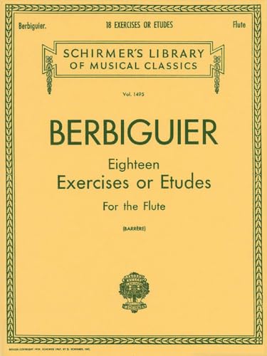 Berbiguier Eighteen Exercises or Etudes for Flute