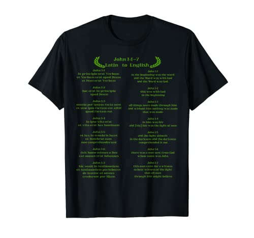 John 1:1-7 Latin to English camiseta para tutores y estudiantes Camiseta