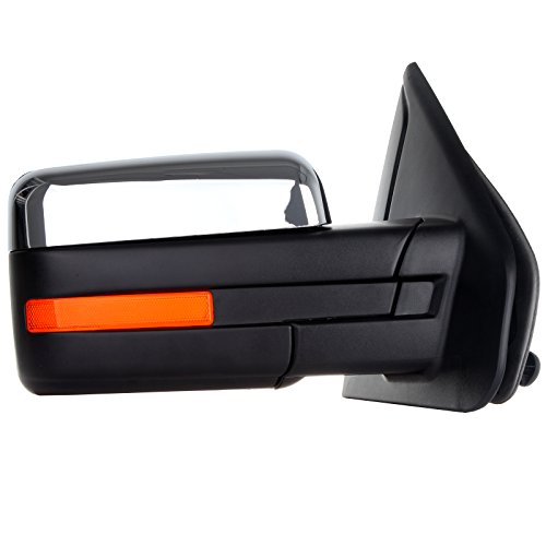 ANGLEWIDE Left Driver and Right Passenger Towing Mirrors Power Adjusted Heated Turn Signal Puddle Light Chrome Housing Compatible for 2004-2014 For Ford F150 1997-1999 For Ford F-250 - Thumbnail 5