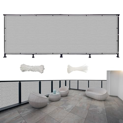 Copertura per balcone, 400 x 70 cm, resistente alle intemperie, protezione UV, colore grigio, ideale per ringhiere e piscine da giardino. Migliora il tuo spazio esterno con questo elegante paravento