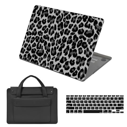 Funda MacBook Air 15 M4 M3 M2 rígida con funda y teclado leopardo gris