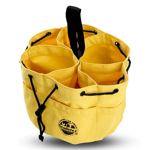 Graintex 18 Pockets Grab Bag Rip-stop Canvas Drawstring Closure, Small Part Organizer Pouch, Small Tools, Screws, Parts, Parachute Tool Bag for Efficient Storage - Yellow