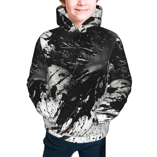 Sweat à capuche pour garçons noir et blanc ado 16-18 ans