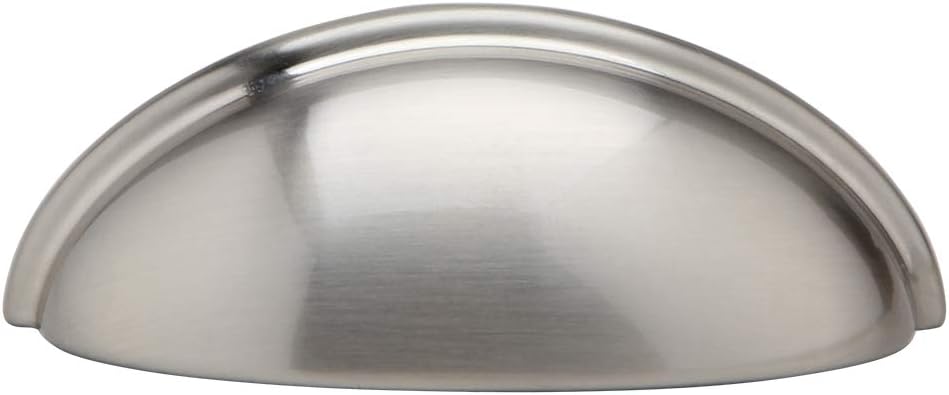 Silverline 6 Pack 3" Inch Hole Centers Cabinet Bin Cup Drawer Cup Pulls Kitchen Hardware Handles, Brushed Satin Nickel