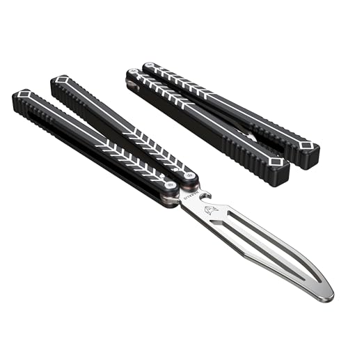 Nabalis X Will Hirsch Vulp Knife Balisong Trainer 6061 Aluminum Channel Handle With Zen Pins, Vulp-Black