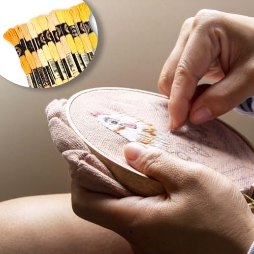 image for CABODYALS 12 Skeins 6 Strands Yellow Embroidery Floss Bulk Polyester C