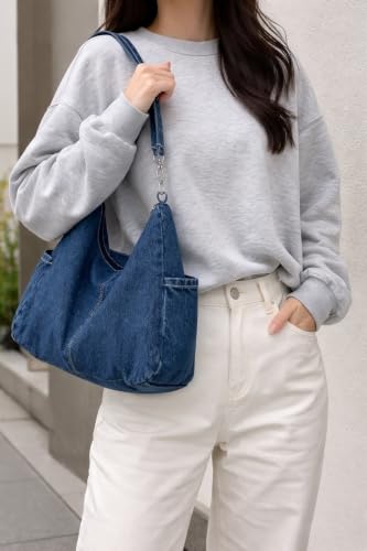 HaveGlam Women's Denim Shoulder Tote Bag Blue - Image 4