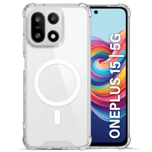 Image of TRUEUPGRADE Back Cover for OnePlus 15 | Mag-Safe Printed Transparent Case | Hard PC Back + Soft TPU Bumper | Magnetic Print Shockproof Protective Cover | Crystal Clear