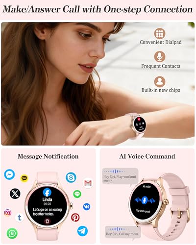 Image of Smart Watch for Women, Ladies & Men, 1.27'' Fitness Watch [41mm case] with Call Receive /Dial, Heart Rate /Stress /Sleep Monitor, AI Voice, IP68 Waterproof Smartwatch with Calculator, Calendar, Games