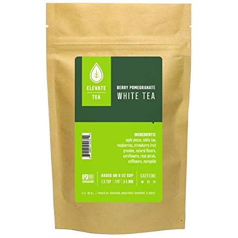 Elevate Tea Berry Pomegranate Tea, Loose Leaf White Tea, Medium Caffeine, 3 oz Pouch - 30 Cups, Hot & Iced Tea, No Artificals Cover