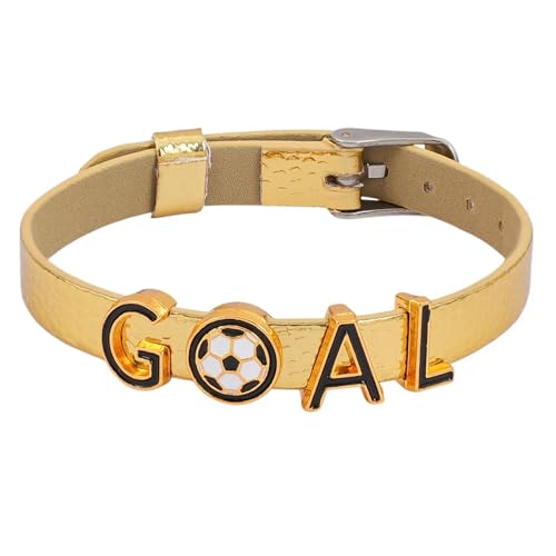 Bijoux sportifs bracelet football femme ajustable plaqué or et cuir