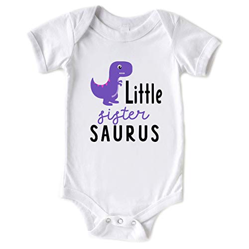 Image of Little Spunkies Little Sister Saurus Cute Baby Girl Bodysuit