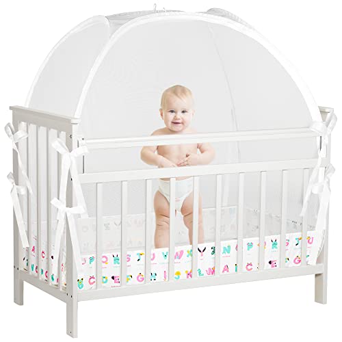 Giggling Star Crib Tent To Keep Baby From Climbing Out, Pack N Play Tent With Toy Pouch, Breathable & See-Through, Keeps Cats Out, Protects From Mosquito Biting, Safe Crib Net To Keep Baby In #TOP29