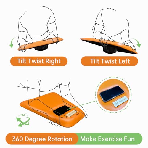 SCWHTHR Core Trainer Plank Board - Prancha de Fitness Multifuncional de Couro Laranja com Aplicativo