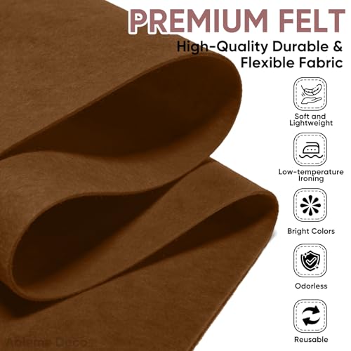 Image of Soft Felt Fabric Sheet 18 inch x 36 inch, 1.6mm Acrylic Craft Felt, Reddish Brown | Soft Thick Felt by The Yard, Large Precut Sheet, Nonwoven Fabric for Sewing DIY Crafts, Classroom & Home Decor