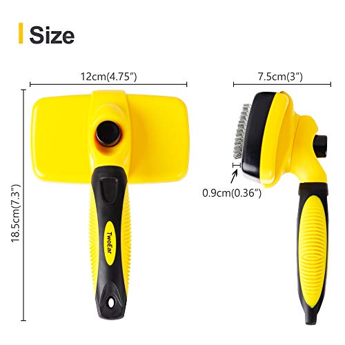 TwoEar Dog Self Cleaning Slicker Brush for Hair Grooming, Removes Loose Tangled Undercoat and Mats Gently, Easy Shedding for Small Medium and Large Dog Pet and Cat with Short and Long Hair - Thumbnail 7