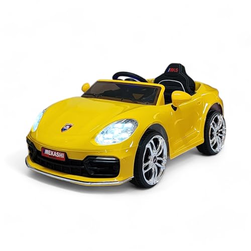 Image of MEKASHI Premium Electric Ride on Cars for Kids with Long Wheel Base, 1-7yrs (Glossy Yellow, MKS002)