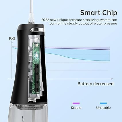 Cordless Water Dental Flosser Teeth Cleaner, 300ML Portable and USB Rechargeable Dental Oral Irrigator, Power Dental Flossers with 4-Modes 4 Jet Tips, IPX7 Waterproof Irrigate for Oral Care