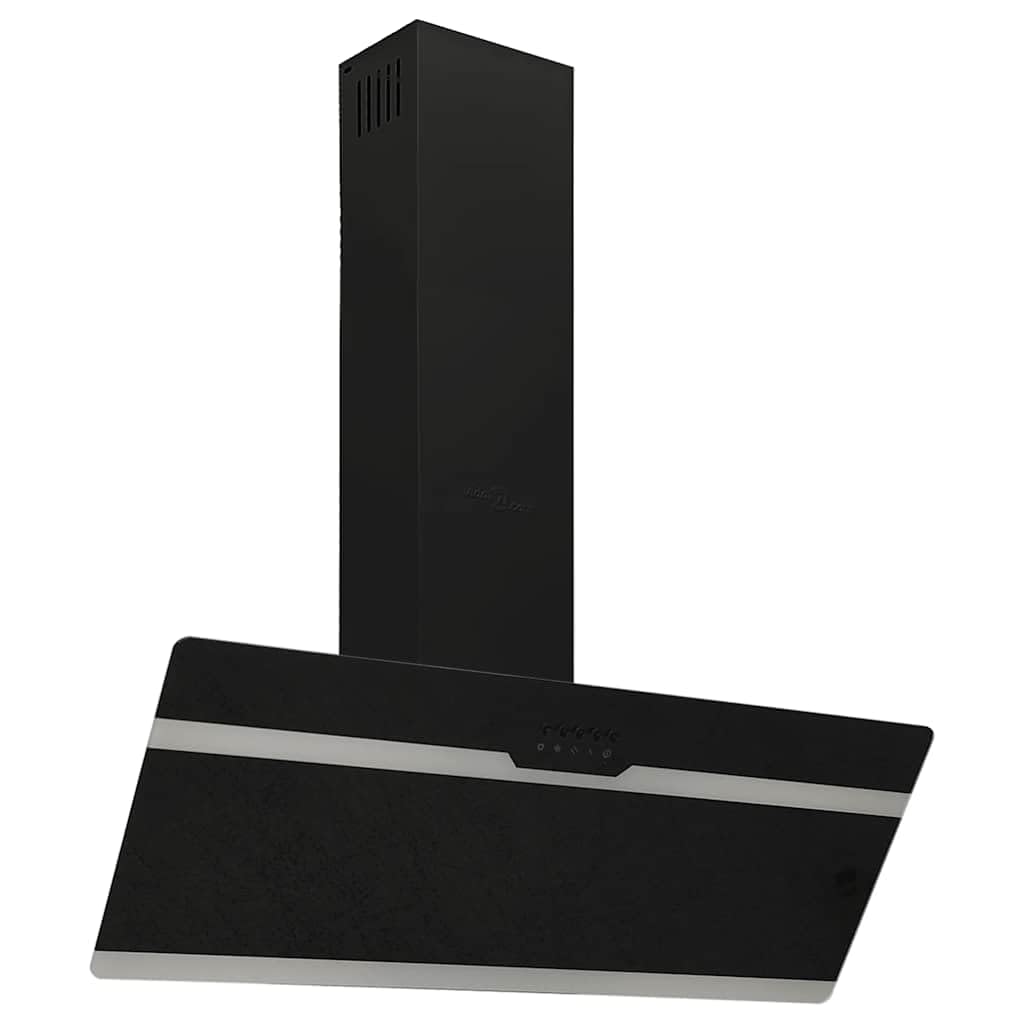 vidaXL Campana extractora de pared, 90 cm, de acero y cristal templado negro