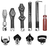10PCS K-400 Drain Snake Drill Attachment Kit - 5/8 Inch Auger Cutter Heads & Spiral Tips Set for K...