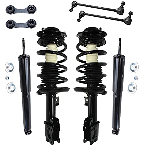 Detroit Axle - Front Strut Assembly + Rear Shocks + Sway Bar Links Replacement for Chevrolet Malibu Pontiac G6 Saturn Aura - 8pc Set