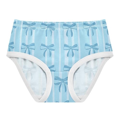 Wusikd Light Blue Bows Stripes Girls' Underwear Cotton Girls Briefs Soft Toddler Underwear 2T
