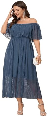 SCOMCHIC Womens Plus Size Formal Dresses Off Shoulder Lace White ...