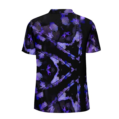 Frcavbin Abstract Geometric Watercolor Golf Shirt For Men Athletic Collared Dry Office Work Short-Sleeve Polo Shirts Fashion 3D Graphic Prints Tops For Walking, Fishing, Hiking M #TOP3