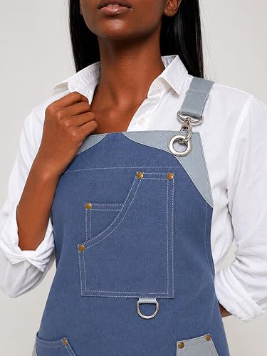 Image of Work Apron - Stylish Cotton Apron with Rip Stop Weave, Waterproof & Breathable Membrane, Durable Tear Resistant, Chef, Kitchen, BBQ, Workshop & Gardening Apron-Forest Green