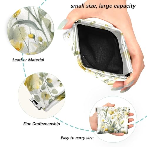 Tulips and Wildflowers Coin Purse Leather Pouch Change Purse, Squeeze Coin Pouch for Cards, Keys & Lipsticks, Unisex2